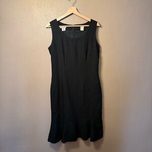 Veto Brand Womens European Black 100% Linen Sleeveless Midi Sheath Dress Size 12